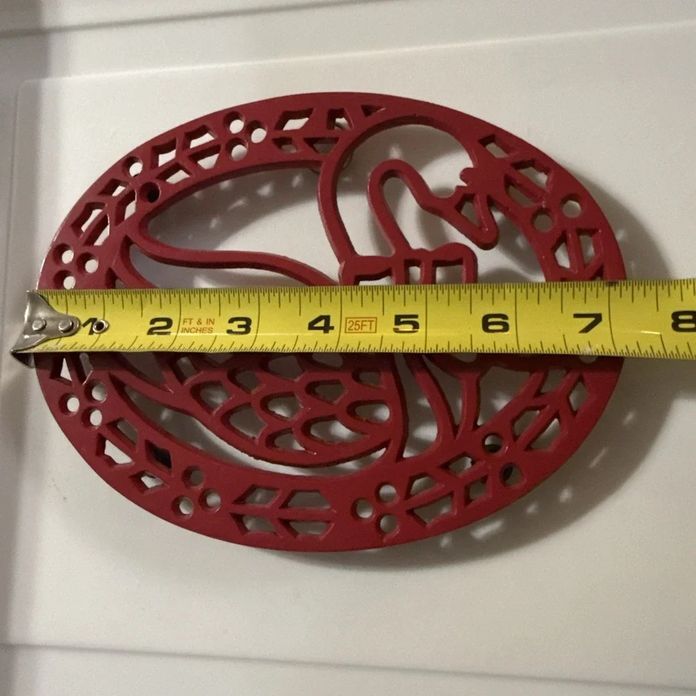 Red Cast Iron Goose Gander Swan Kitchenware Trivet 7-1/4